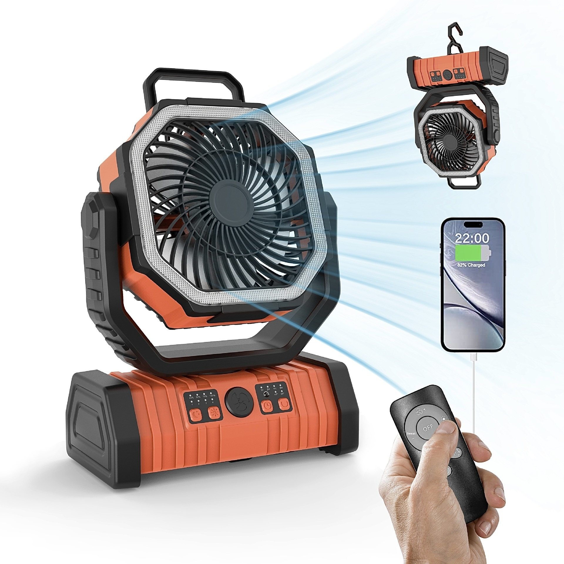 Camping Fan with LED Light & Power Bank — 10,000/20,000mAh