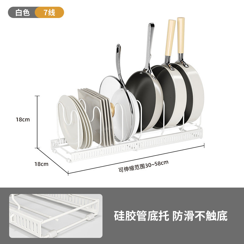Adjustable Expandable Pot Lid & Dish Rack — Kitchen Cabinet Organizer