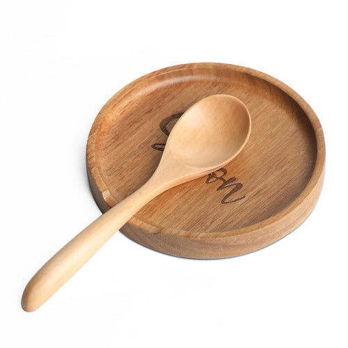 Acacia Wood Spoon Rest with Non-Slip Silicone Feet