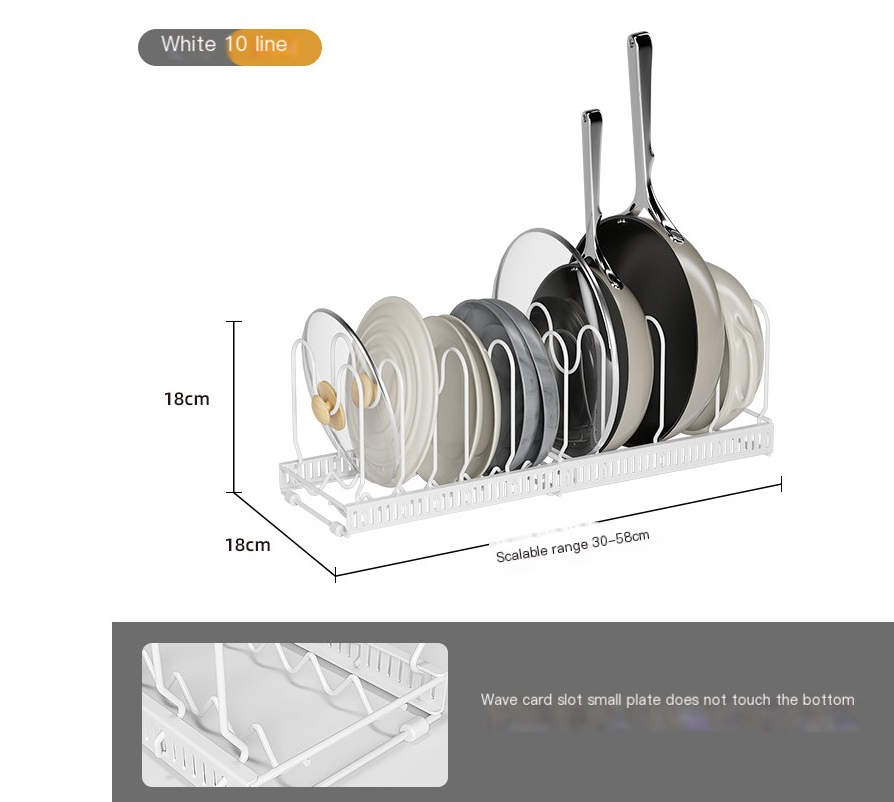 Adjustable Expandable Pot Lid & Dish Rack — Kitchen Cabinet Organizer