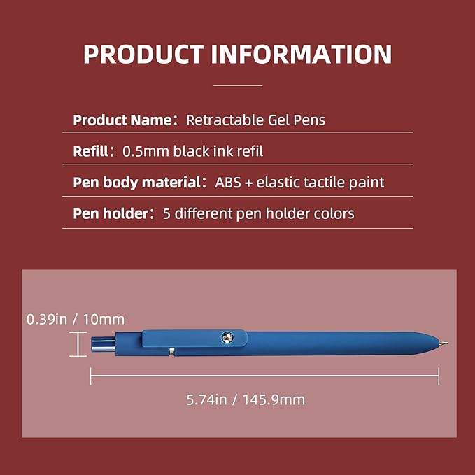 SmoothWrite Black Gel Pens — 5 Pack, 0.5mm