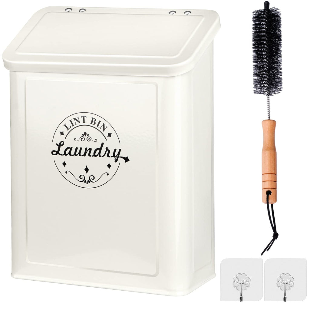 Magnetic Lint Bin with Brush — Cream