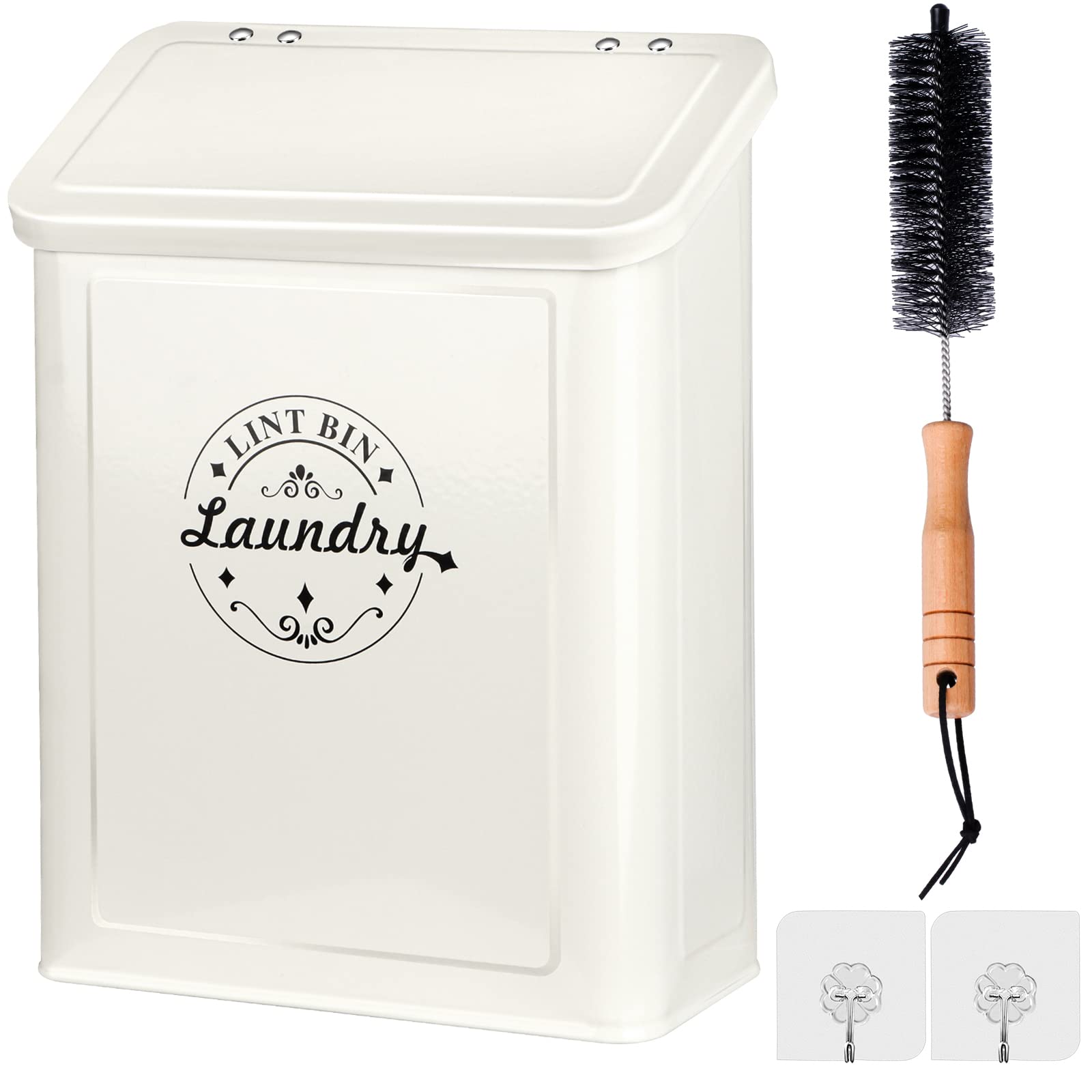 Magnetic Lint Bin with Brush — Cream