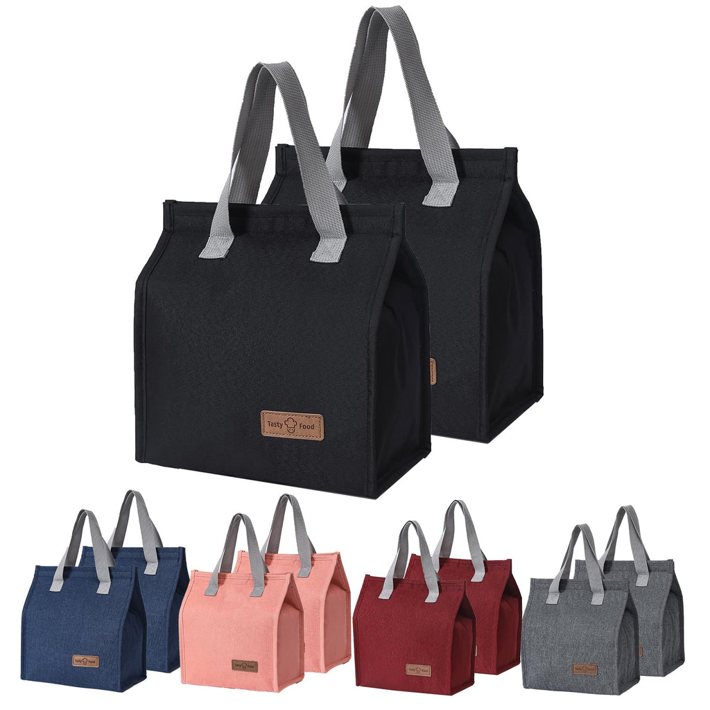 Insulated Lunch Bags — Set of 2, Black
