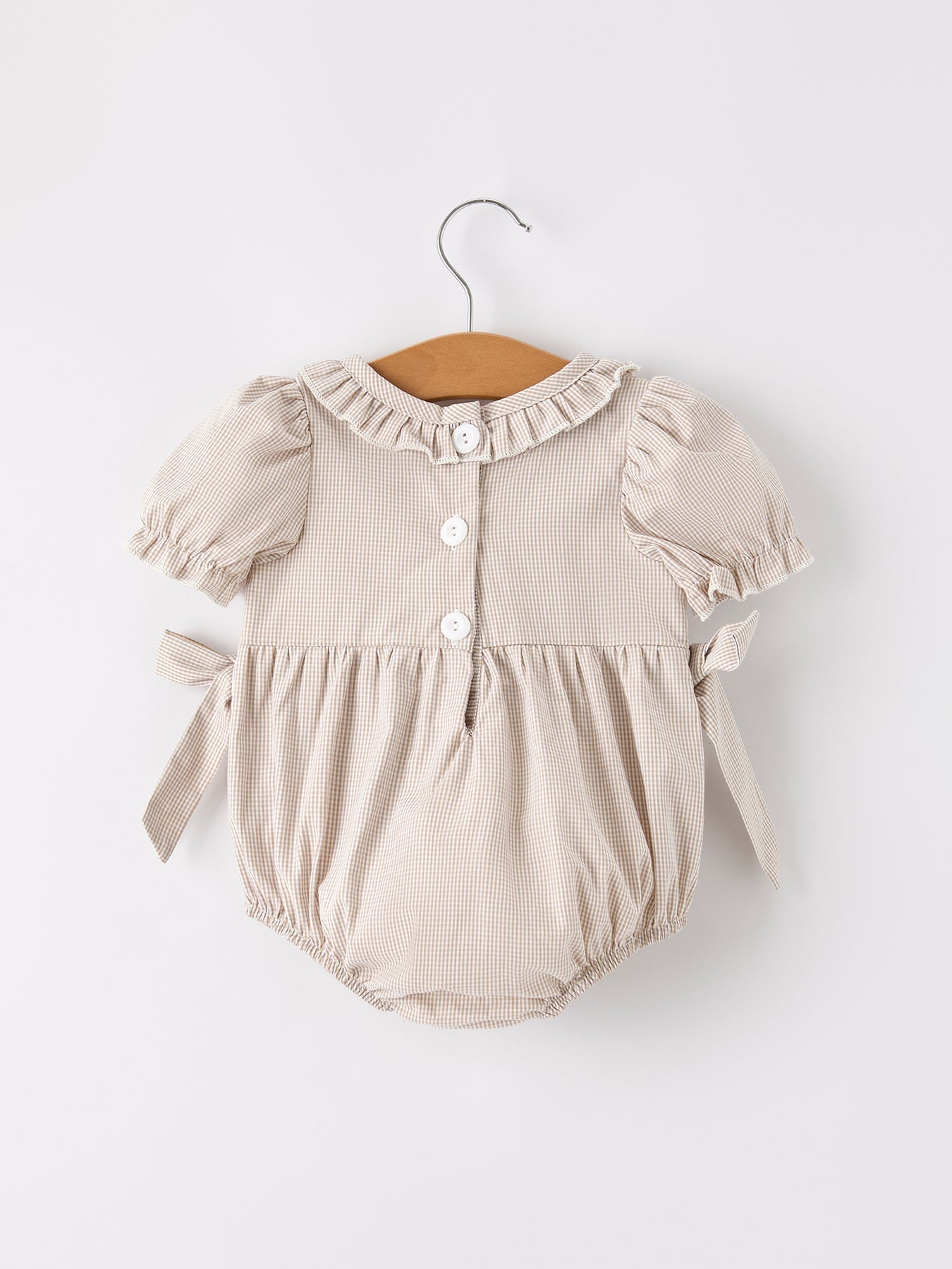 Pumpkin Smocked Plaid Baby Girl Romper — Halloween & Thanksgiving