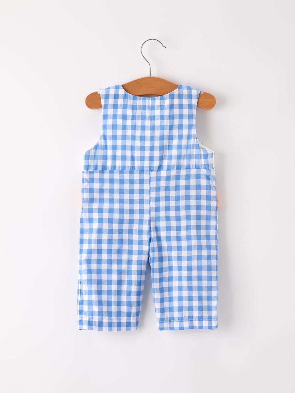 Blue Pumpkin Smocked Baby Boy Romper — Thanksgiving & Halloween