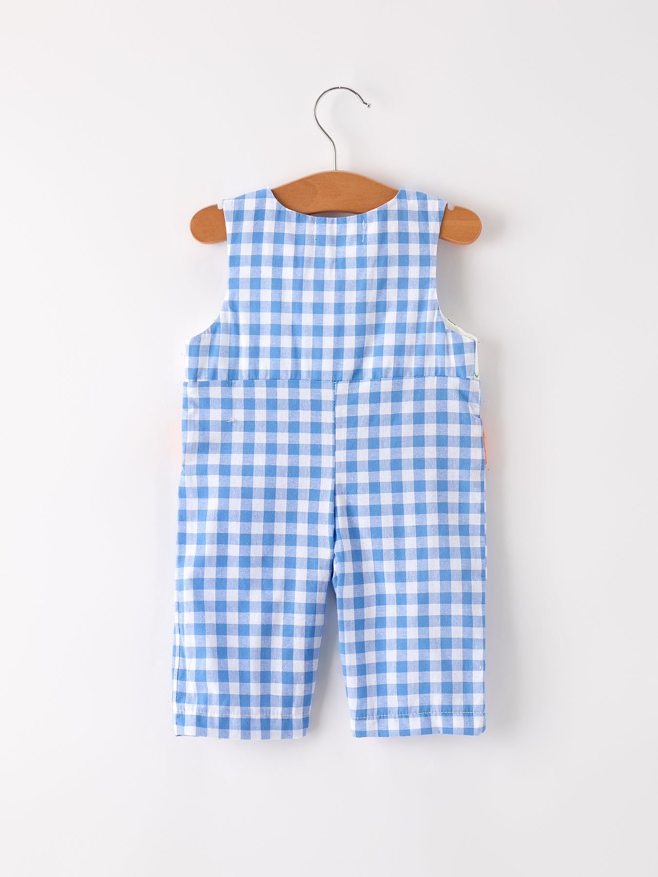 Blue Pumpkin Smocked Baby Boy Romper — Thanksgiving & Halloween