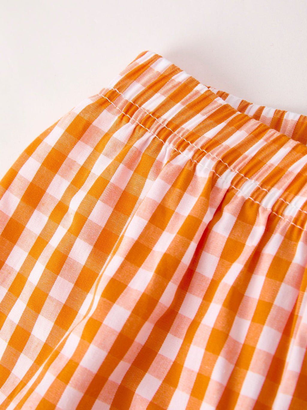 Fall Turkey Embroidered Boy Set — Orange Checkered