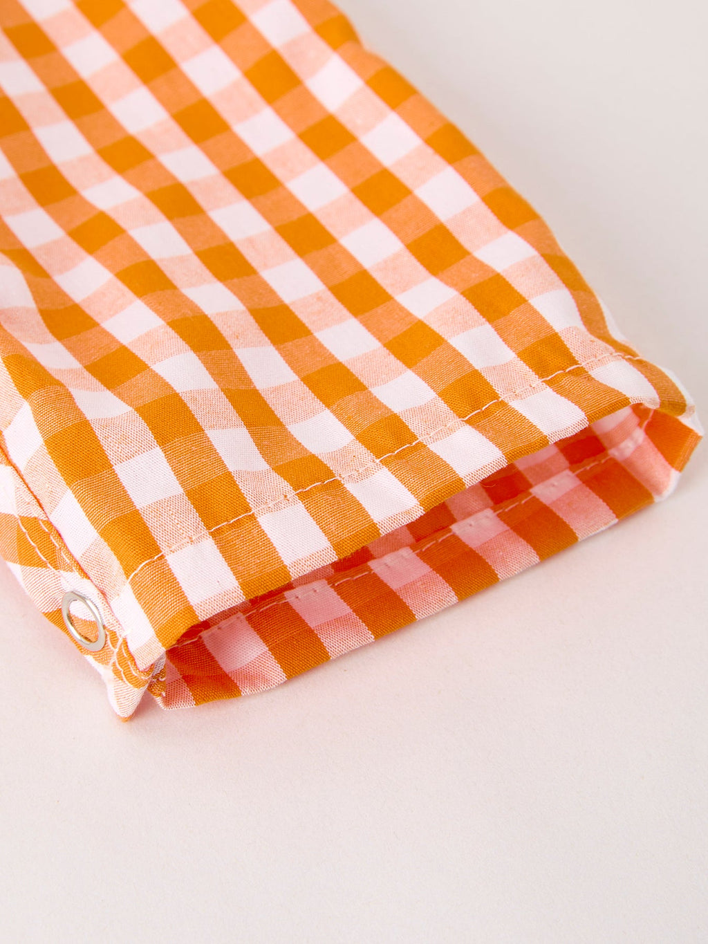 Fall Turkey Embroidered Baby Boy Romper — Orange Checkered