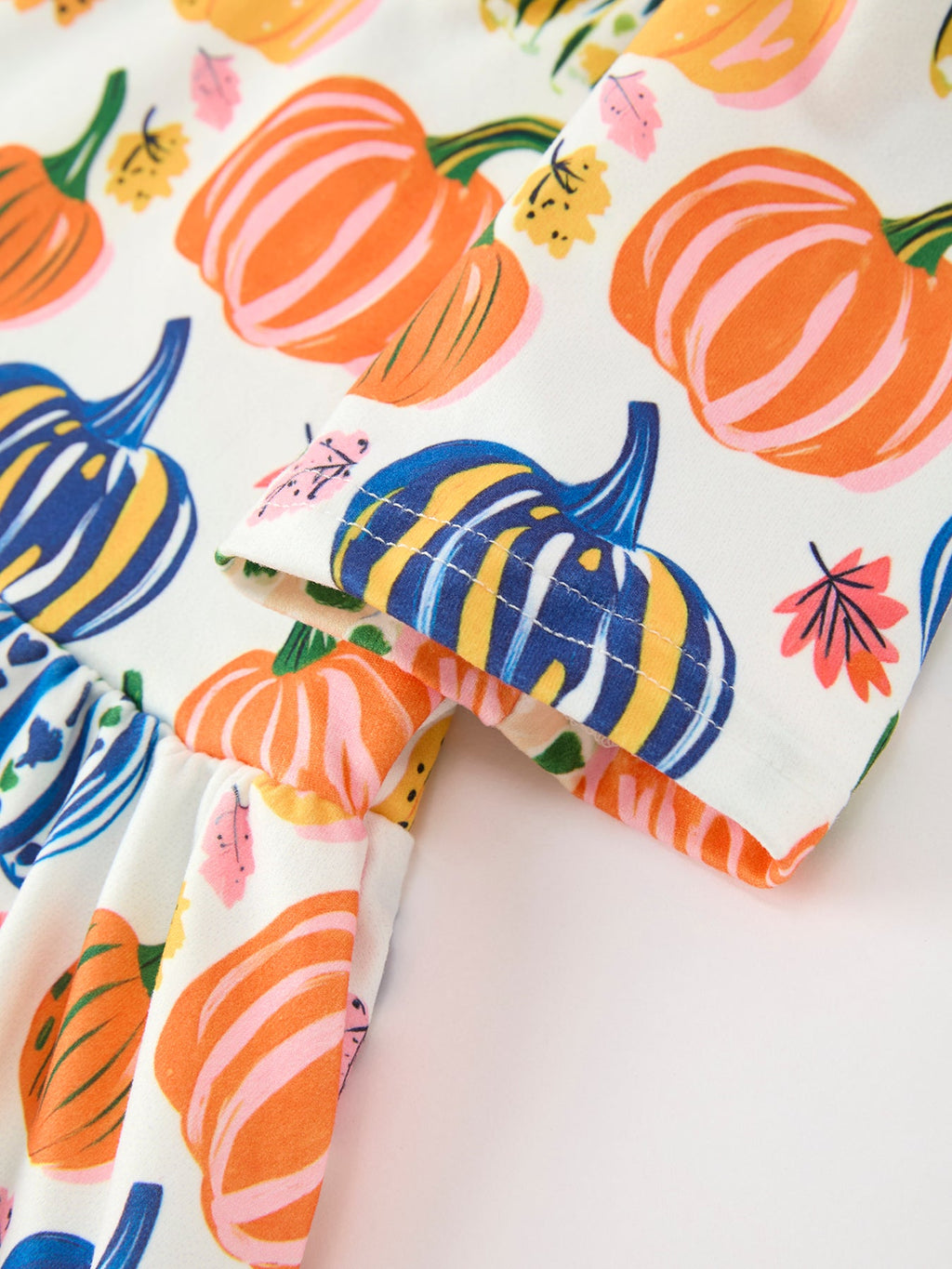 Halloween Pumpkin Print Girls Ruffle Hem Dress