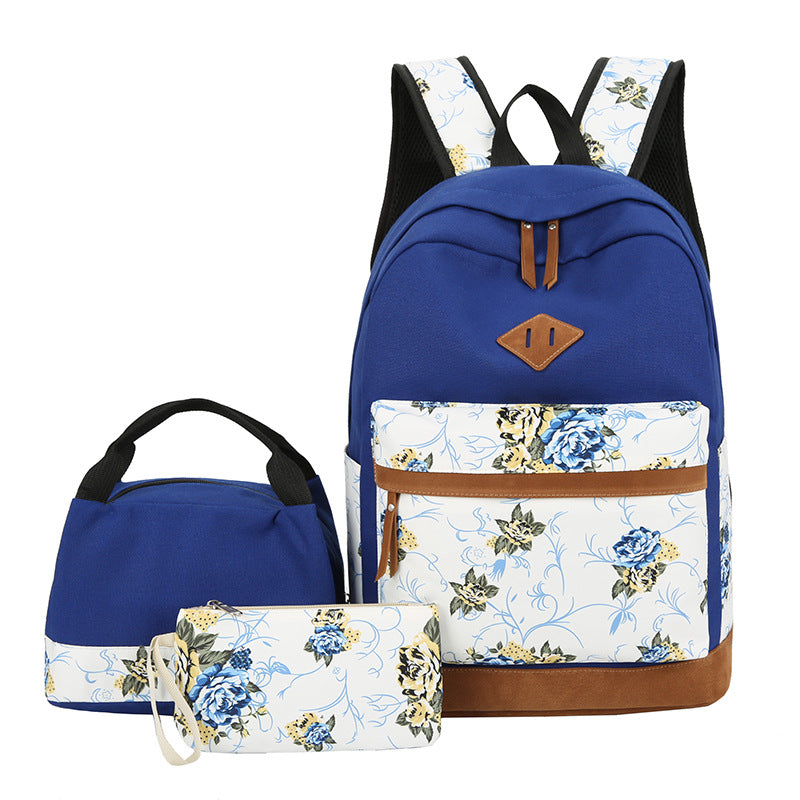 Floral Canvas Backpack, Lunch Bag & Wallet Set