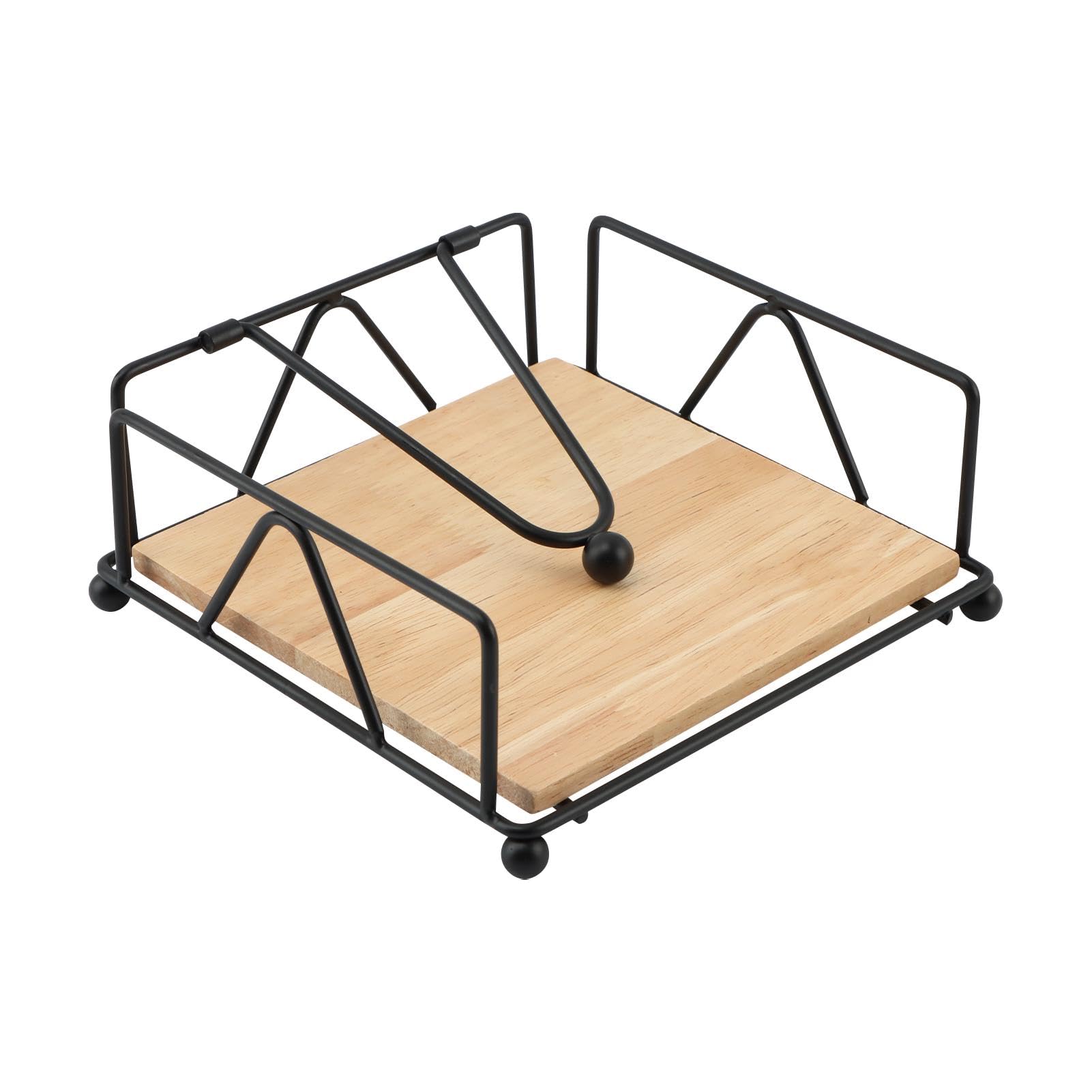 Flat V-Shaped Napkin Holder with Weighted Arm — Black