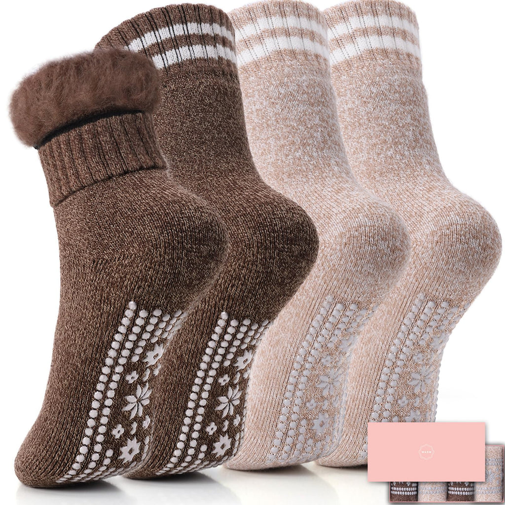 Thermal Anti-Slip Plush Slipper Socks — 4 Pairs