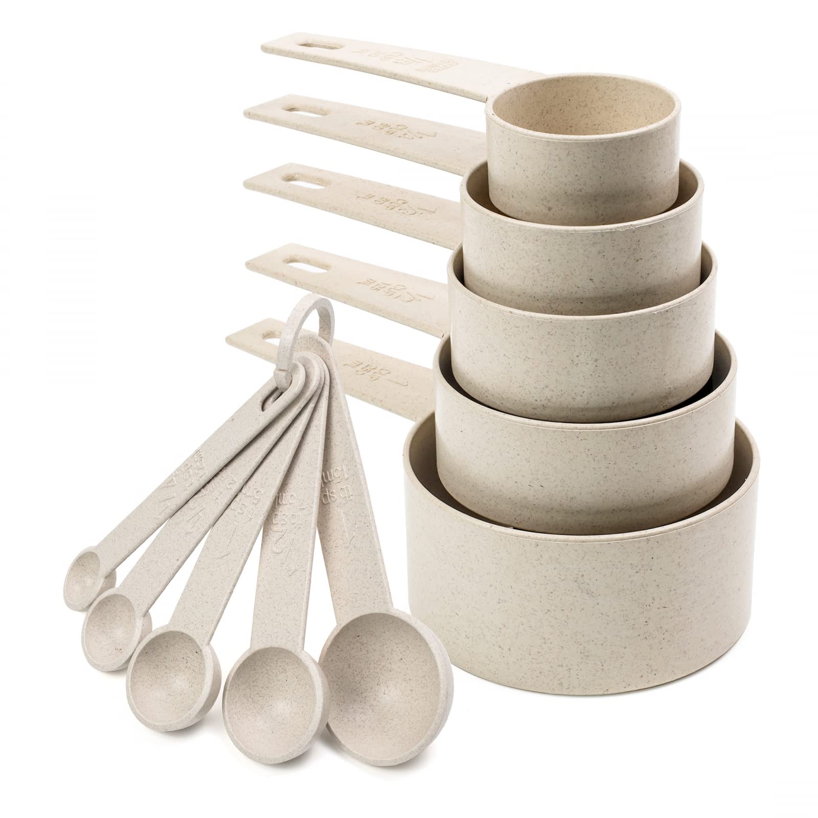 Wheat Straw Measuring Cups & Spoons Set — 10 Piece, Cream