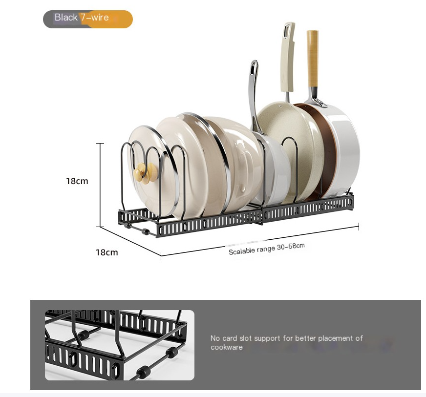 Adjustable Expandable Pot Lid & Dish Rack — Kitchen Cabinet Organizer