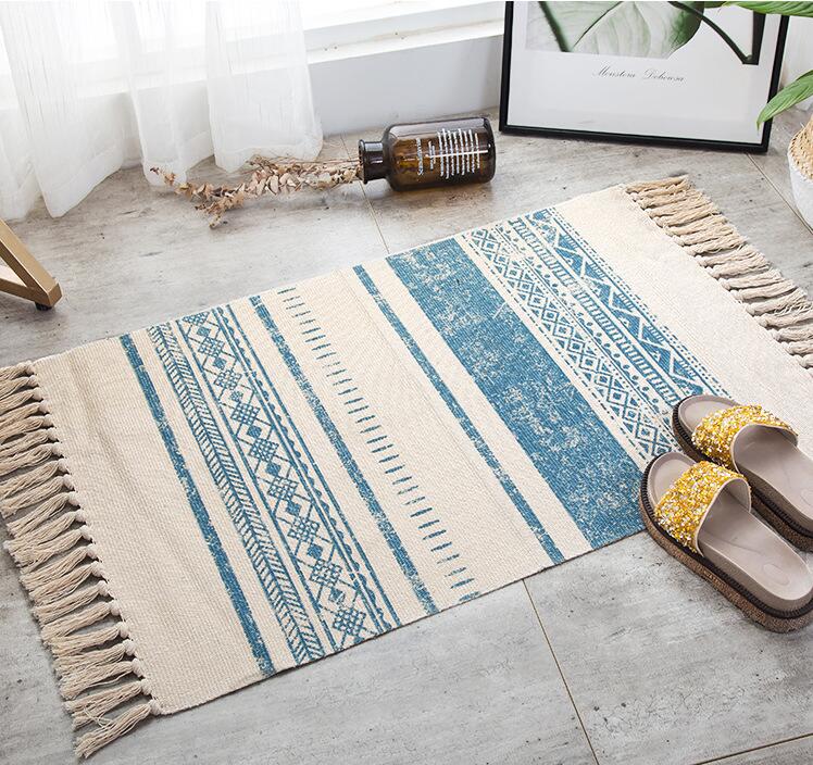 Vintage Nordic Minimalist Cotton Linen Area Rug