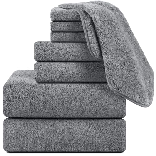 Ultra Soft Microfiber Bath Towel Set — 8 Piece, Dark Gray