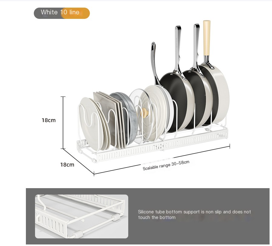 Adjustable Expandable Pot Lid & Dish Rack — Kitchen Cabinet Organizer
