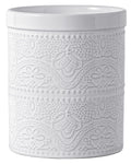 Lace Emboss Ceramic Utensil Holder — 7.2 Inch, Bright White