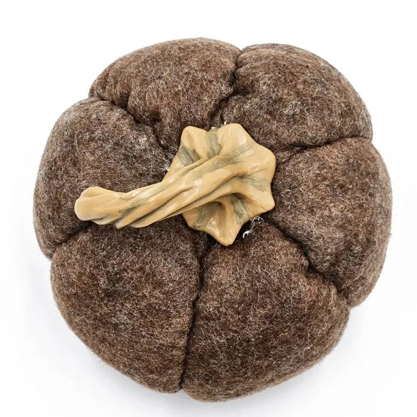Brown Fabric Pumpkin Ornaments — Set of 3