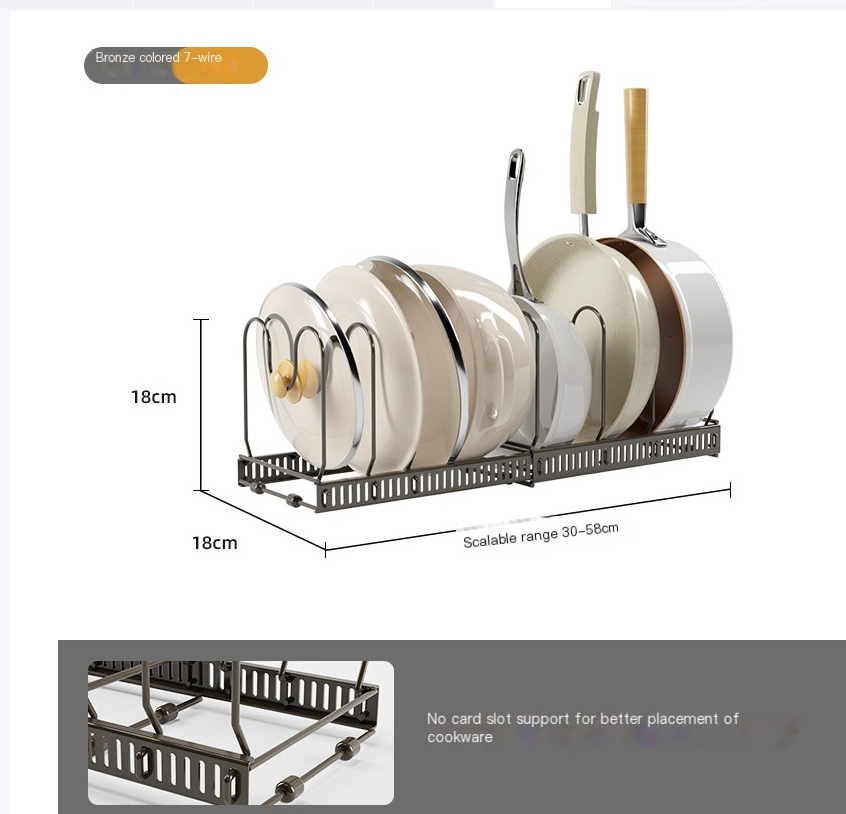 Adjustable Expandable Pot Lid & Dish Rack — Kitchen Cabinet Organizer