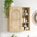 Boho Rattan Wall Cabinet with Adjustable Shelves — Natural