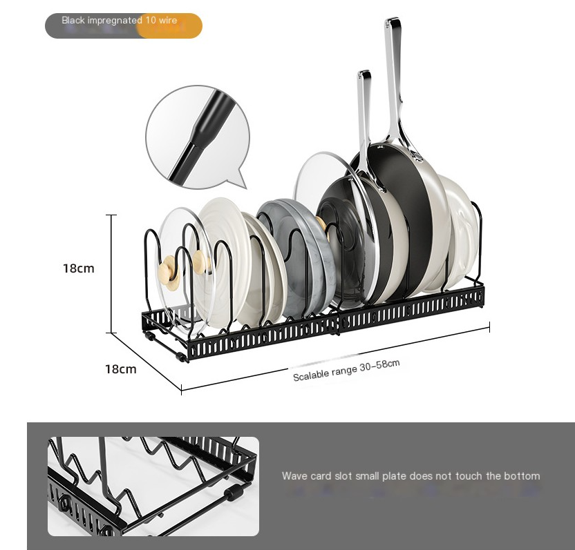 Adjustable Expandable Pot Lid & Dish Rack — Kitchen Cabinet Organizer