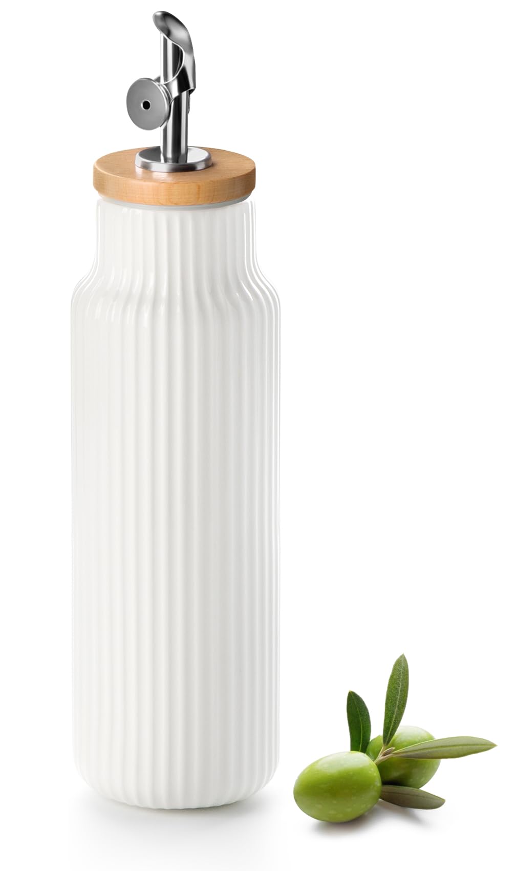 Ceramic Olive Oil Dispenser Bottle — 14oz, White