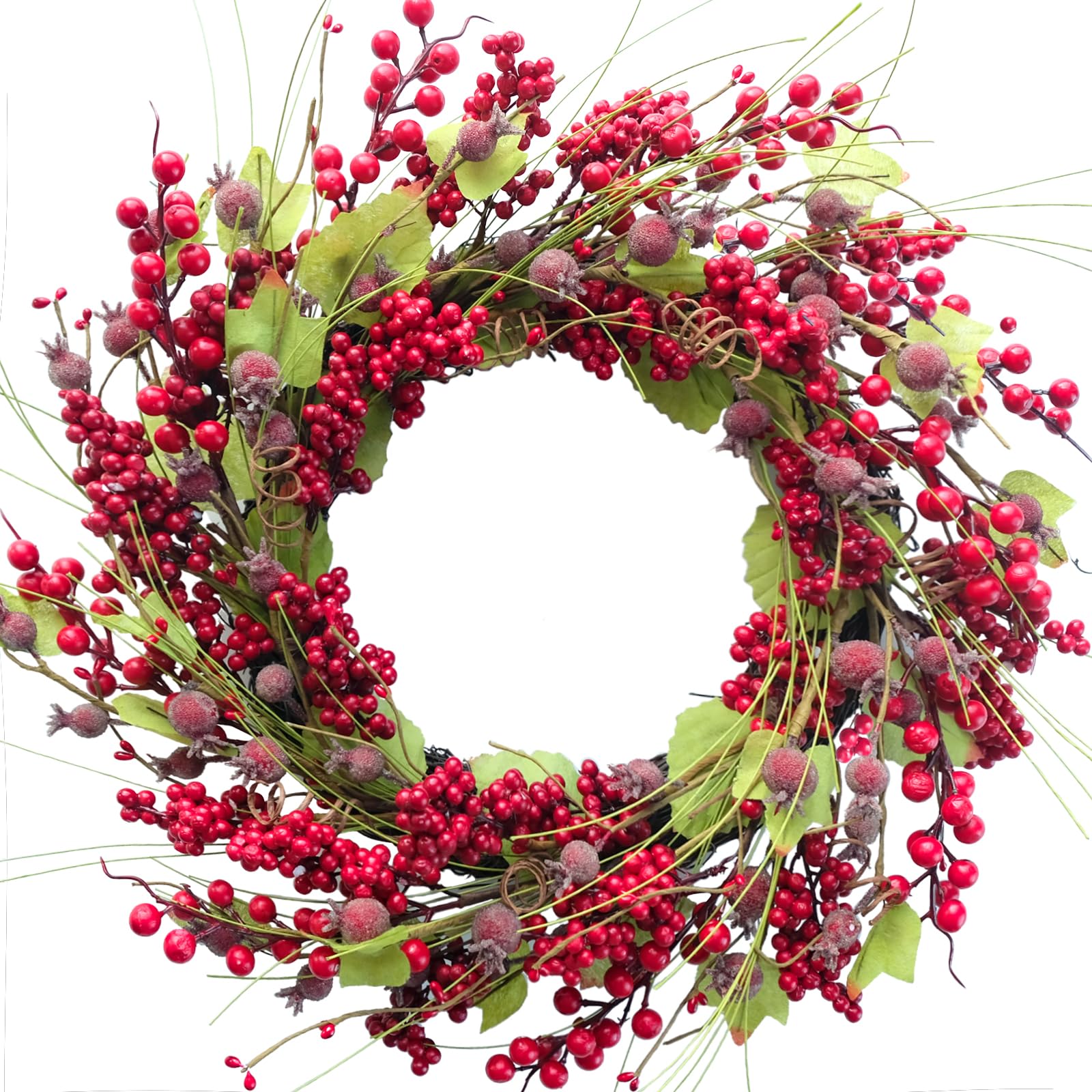 20" Christmas Wreath — Red Berry & Artificial Cypress Pine