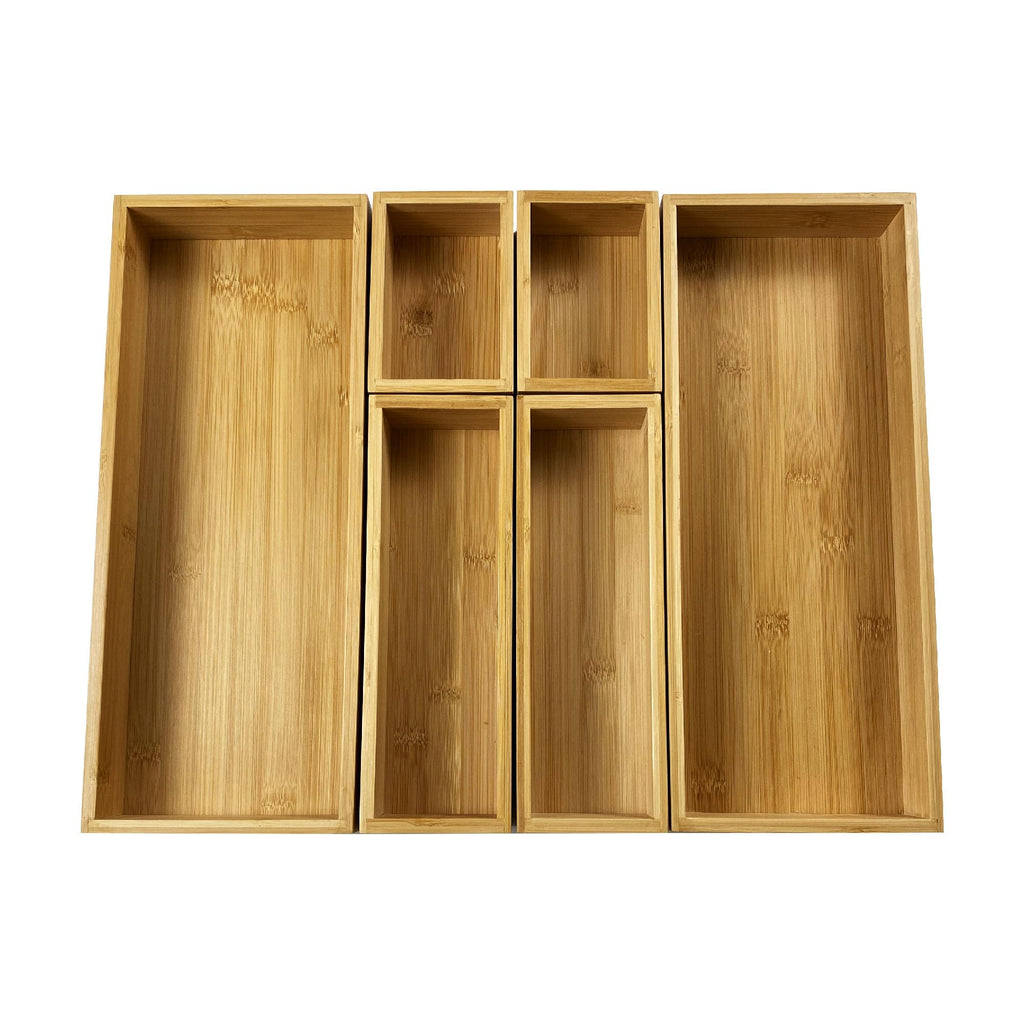 Bamboo Expandable Drawer Organizer Set — 6 Piece