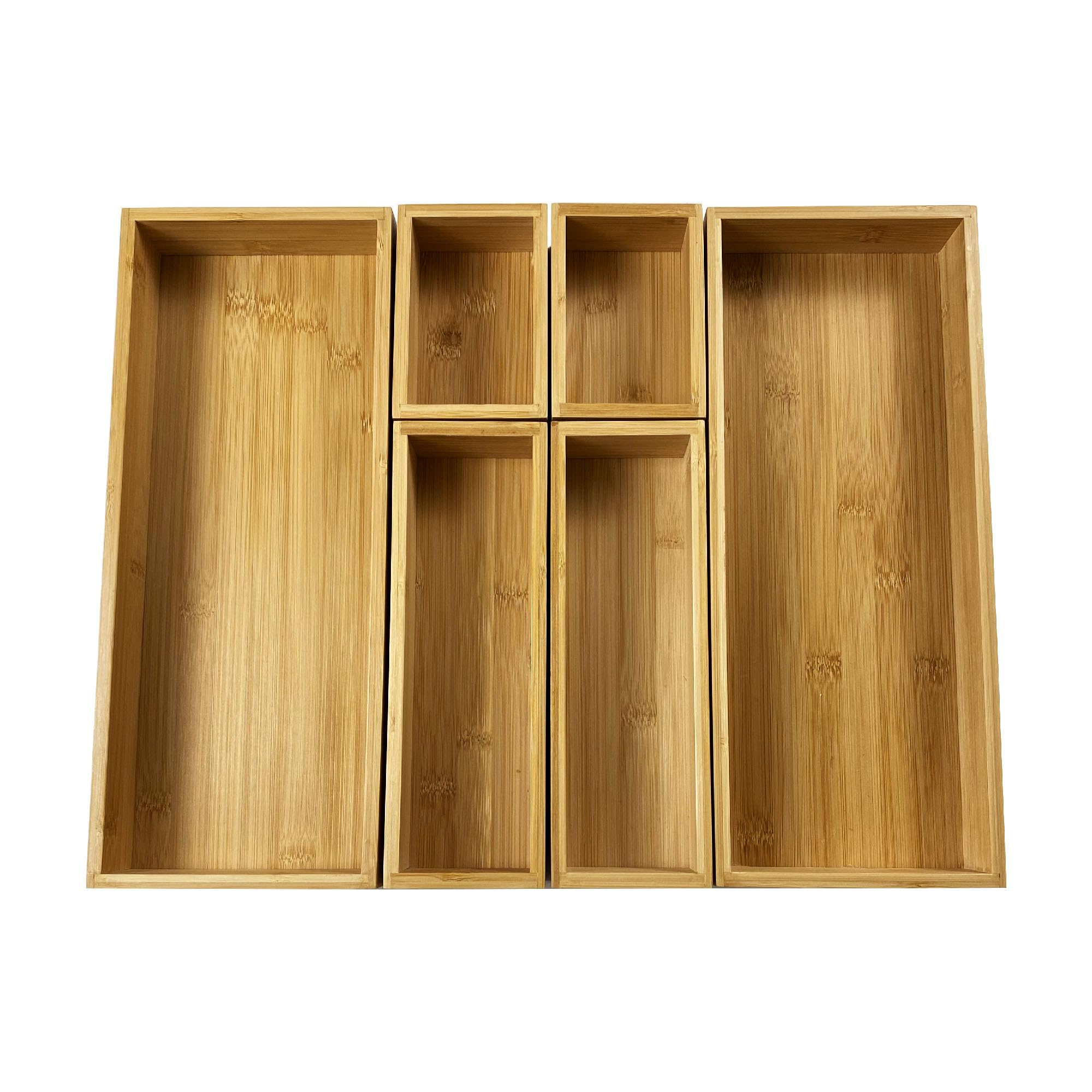 Bamboo Expandable Drawer Organizer Set — 6 Piece