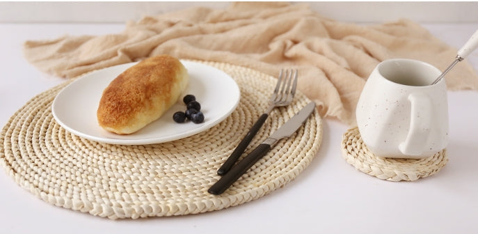 Handwoven Straw Table Trivet — Farmhouse Style