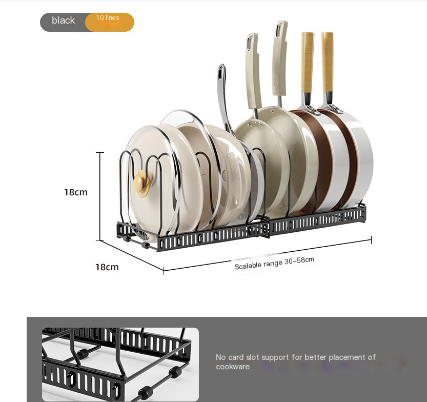 Adjustable Expandable Pot Lid & Dish Rack — Kitchen Cabinet Organizer