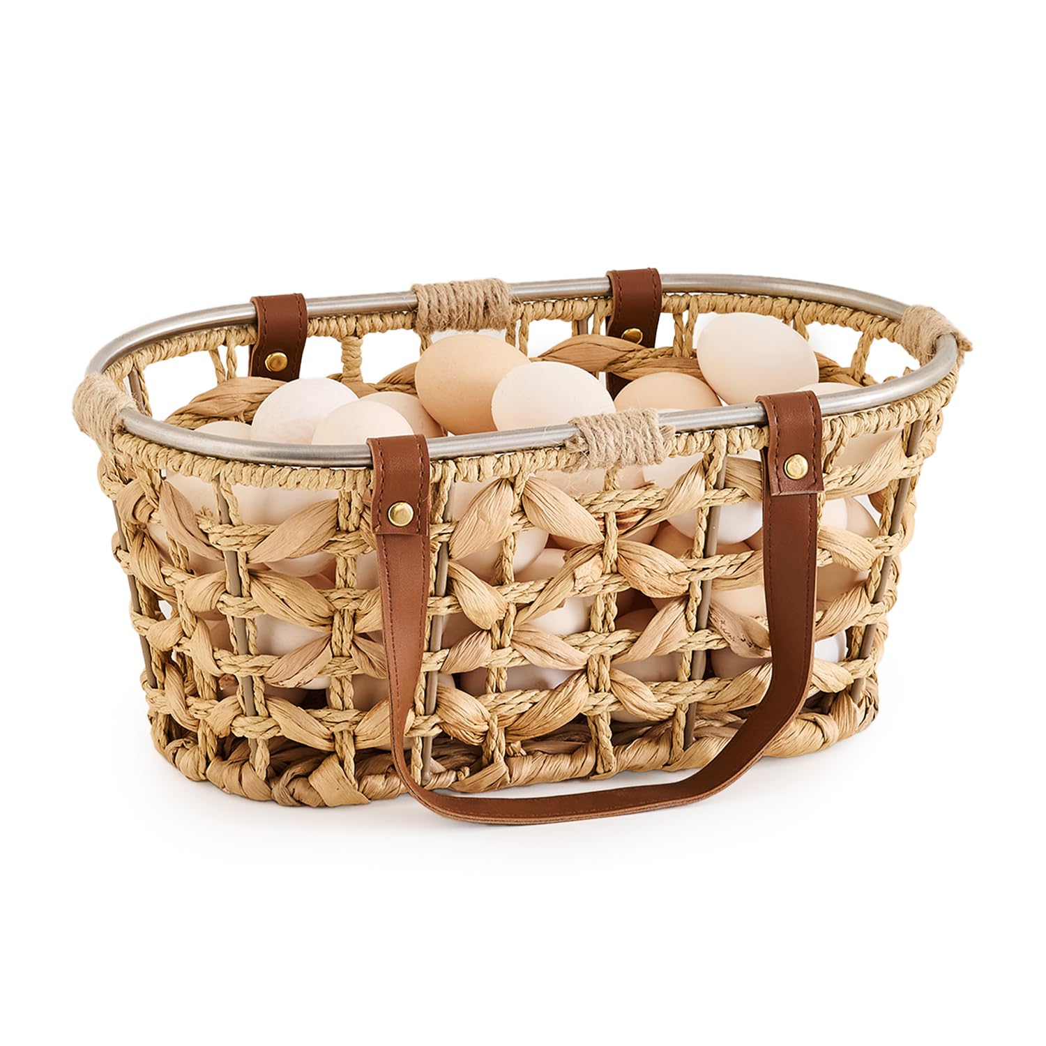 Farmhouse Wicker Egg Basket with Handle