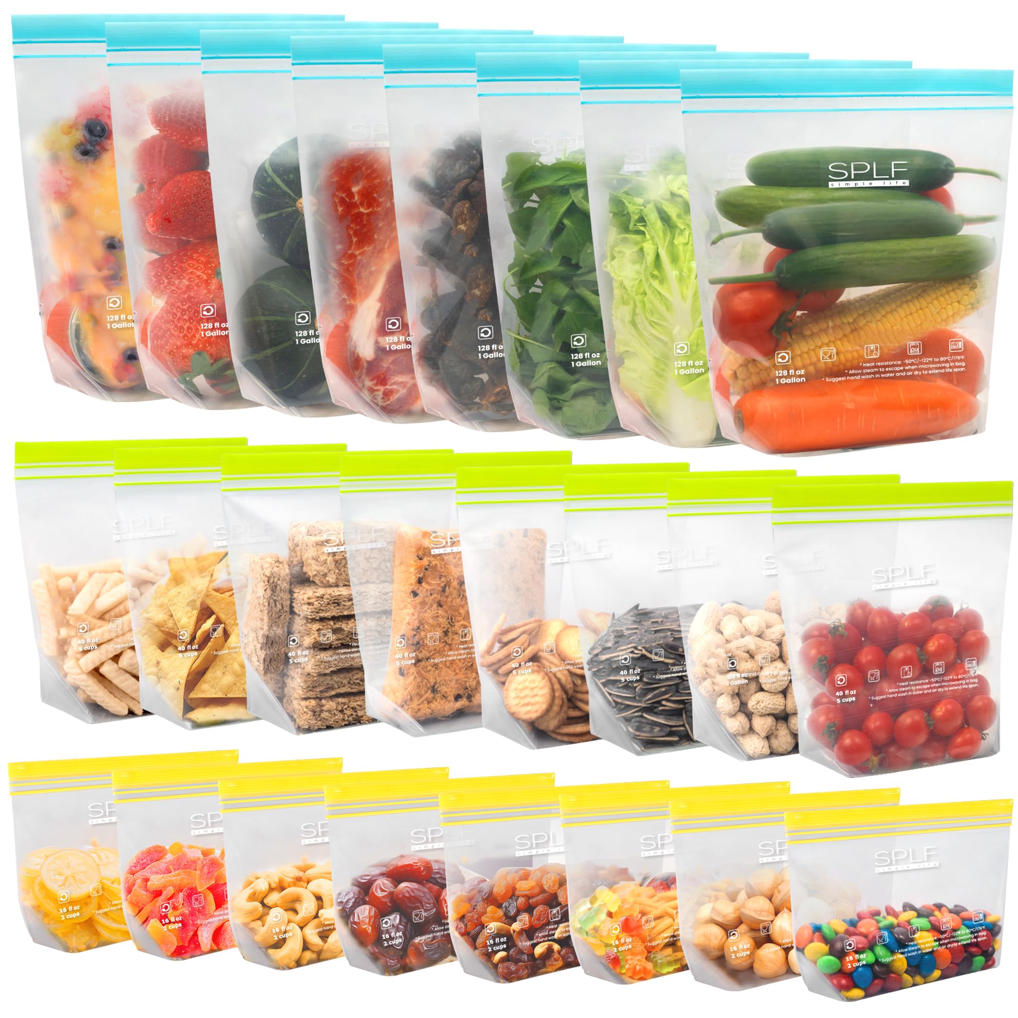 Reusable Food Storage Bags — Set of 24