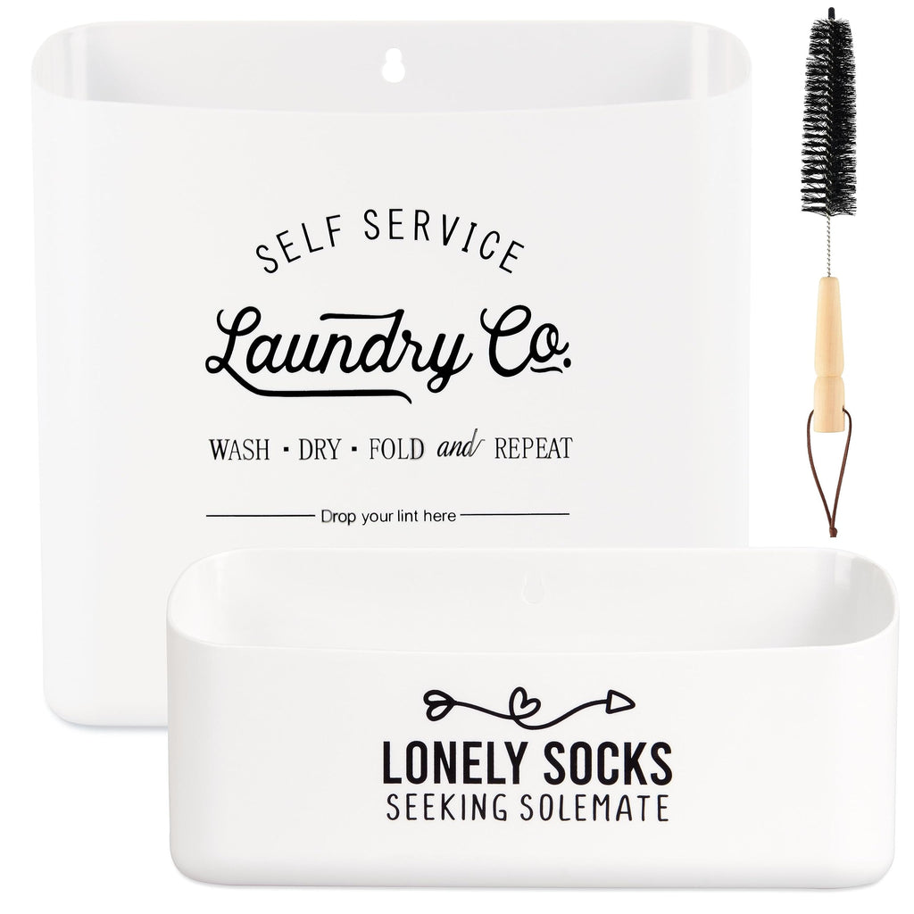 Magnetic Lint Bin Set with Brush — Farmhouse Style
