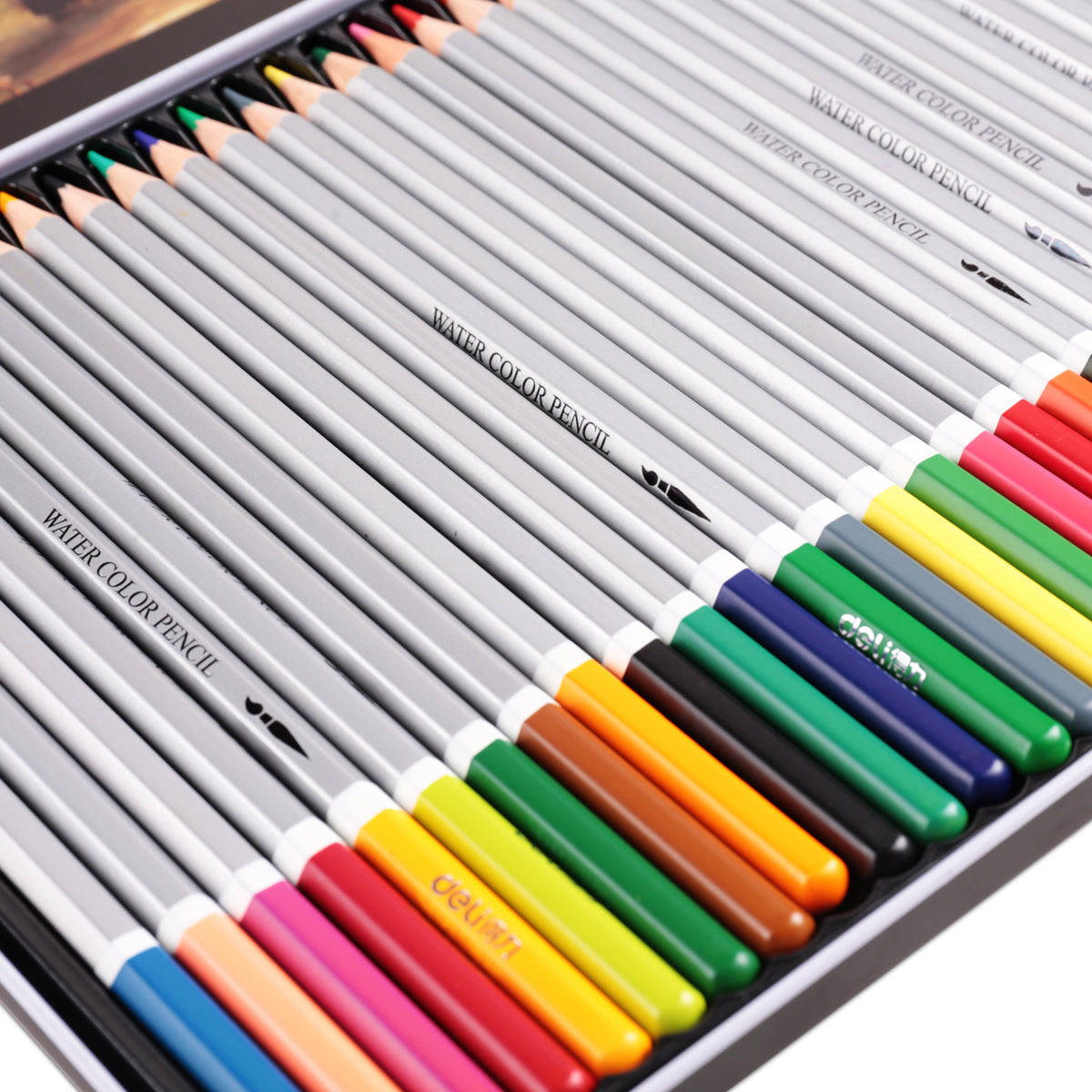 Deli Water-Soluble Colored Pencils — Metal Tin Set