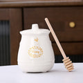 Ceramic Honey Jar with Wooden Dipper & Lid