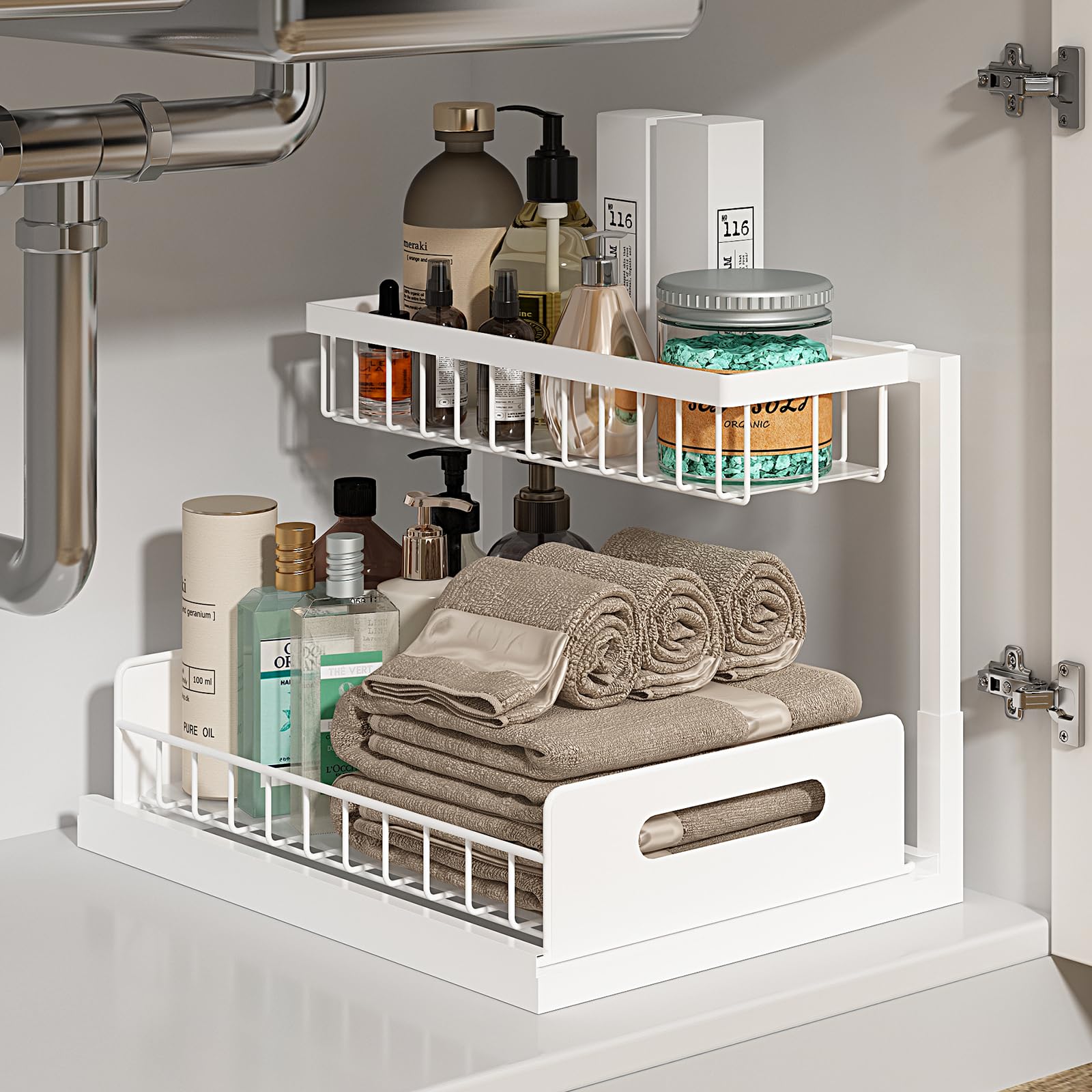 2-Tier Pull-Out Under Sink Organizer — White