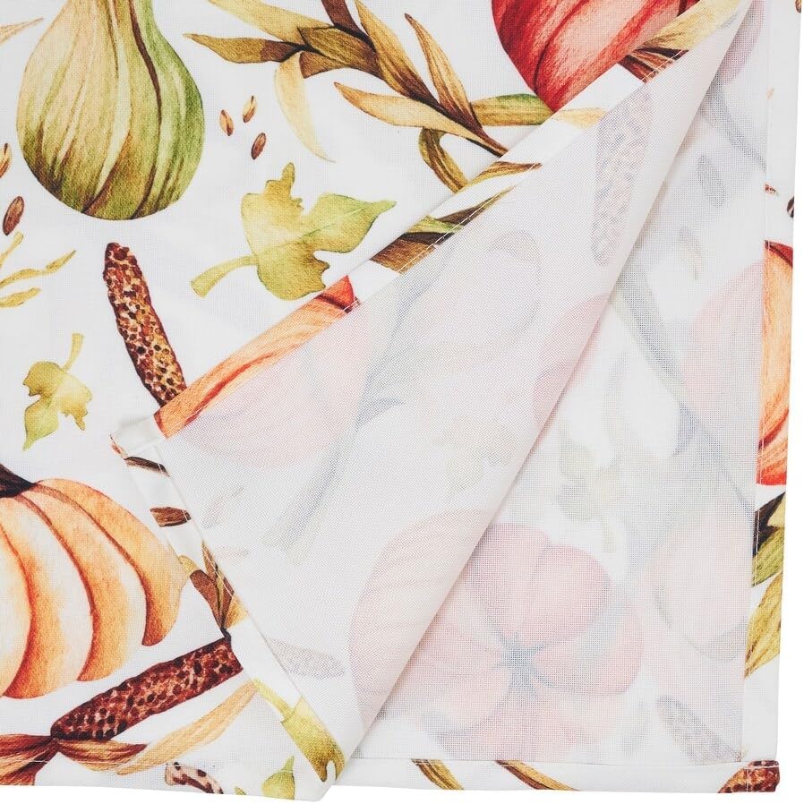 Fennco Styles Harvest Pumpkins Cotton Table Runner 16" W x 72" L - Multicolored Autumn Table Cover for Thanksgiving, Fall Festivals, Family Gatherings, Special Events and Home Décor