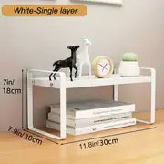 Small Tiered Wood Desk Organizer Shelf