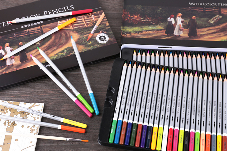 Deli Water-Soluble Colored Pencils — Metal Tin Set