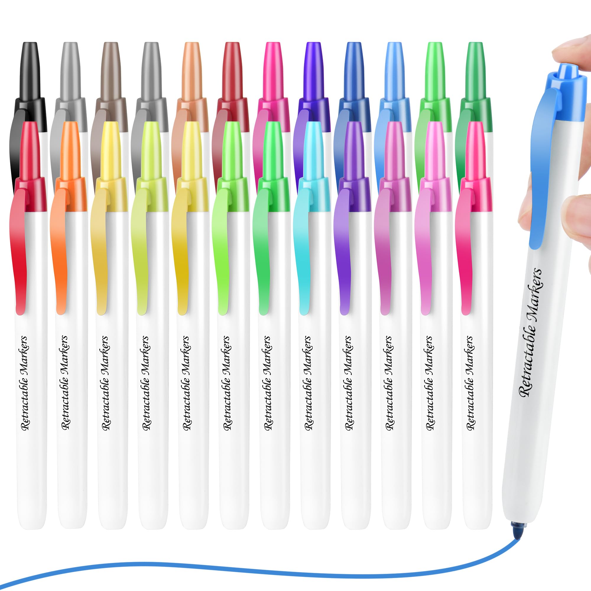 24-Color Click Retractable Markers for Kids