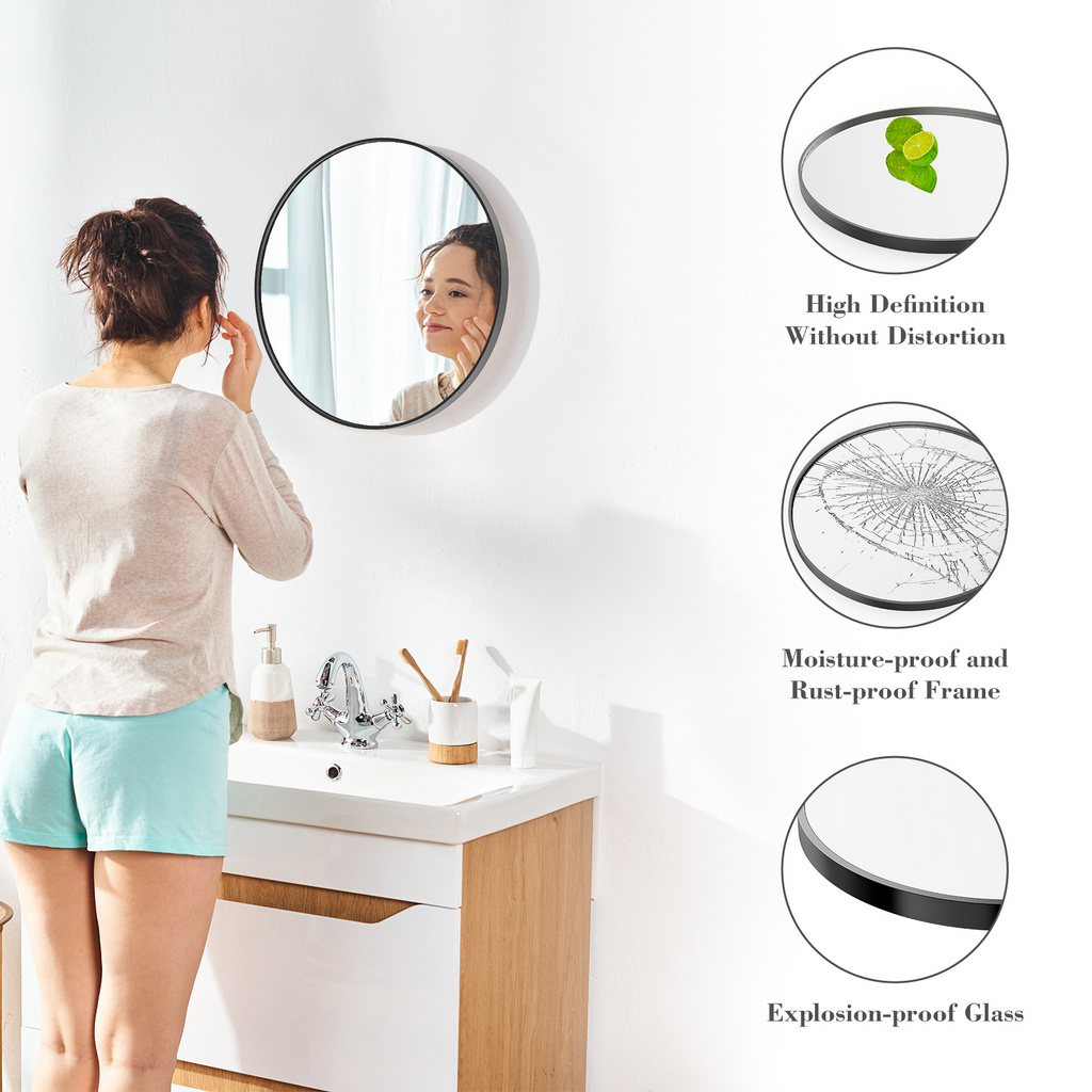 Black Circular Wall Mirror
