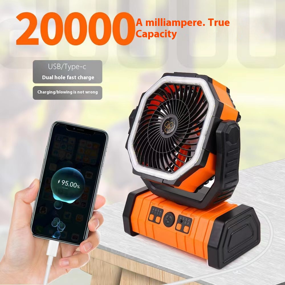 Camping Fan with LED Light & Power Bank — 10,000/20,000mAh