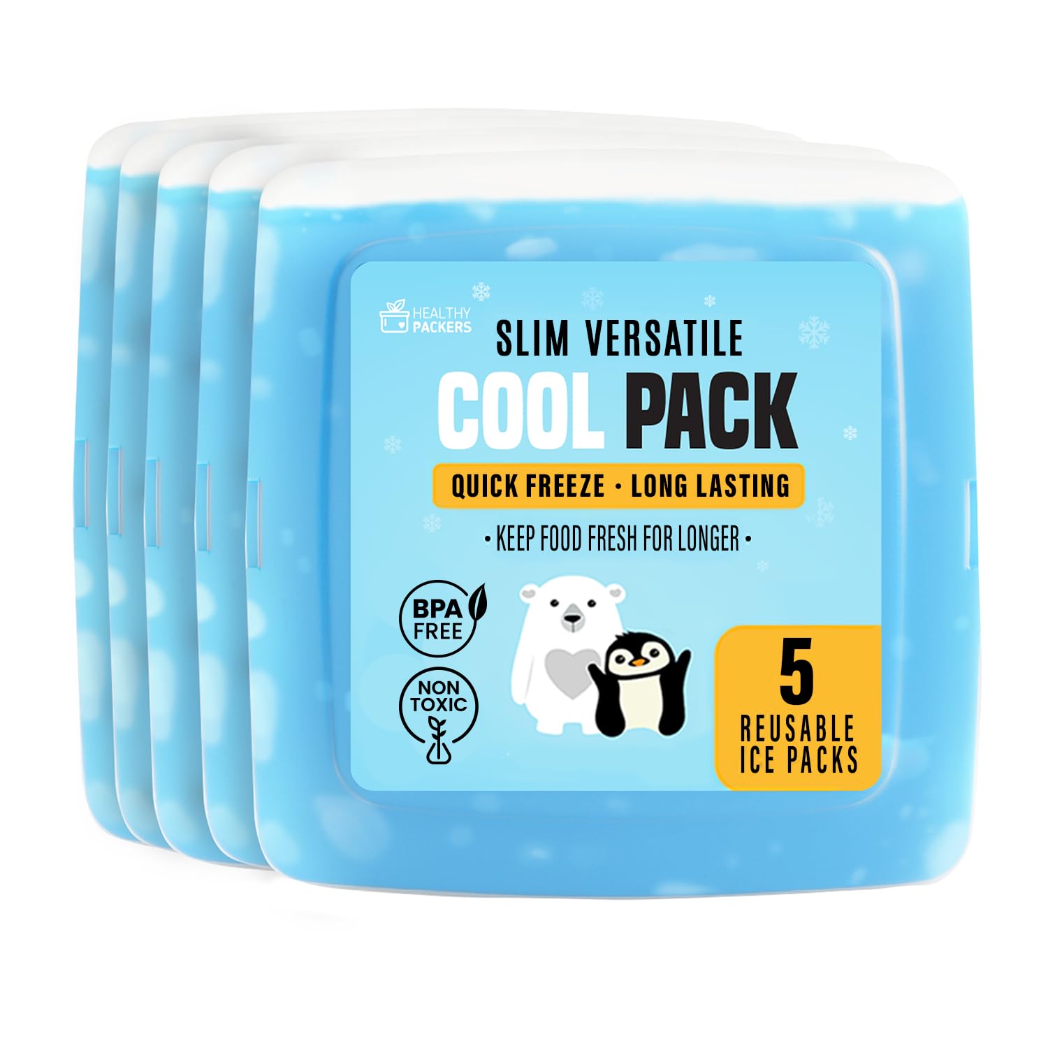Unicorn Slim Ice Packs for Lunch Boxes — 3-Pack