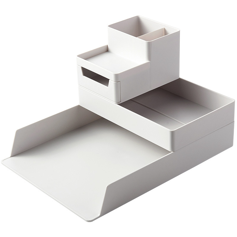Modular Plastic Desk Organizer with File Storage