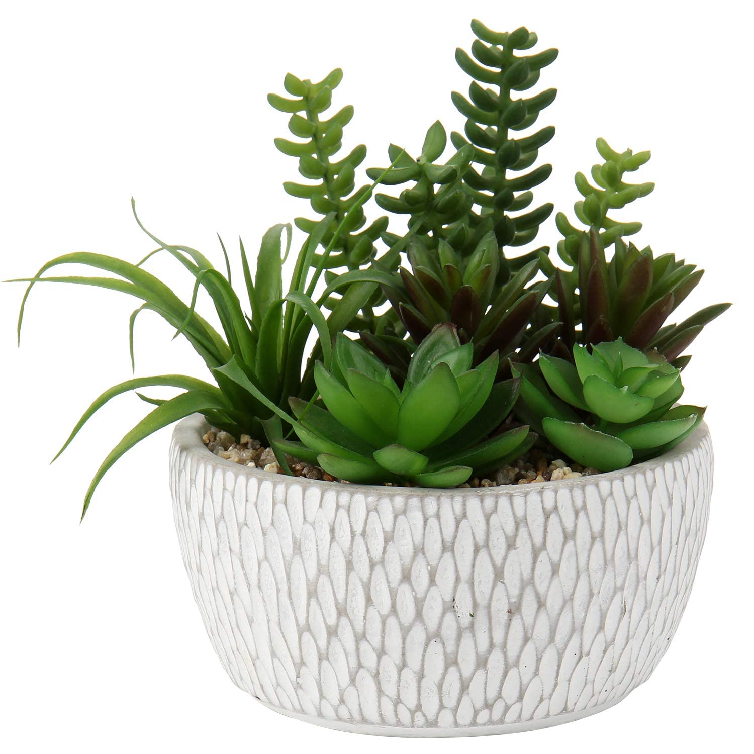 Mini Faux Succulents in Cement Pots — Set of 4