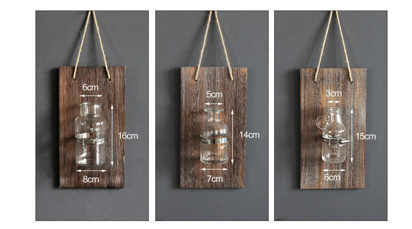 Wooden Hydroponic Glass Vase — Wall Decor
