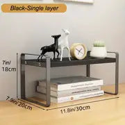 Small Tiered Wood Desk Organizer Shelf
